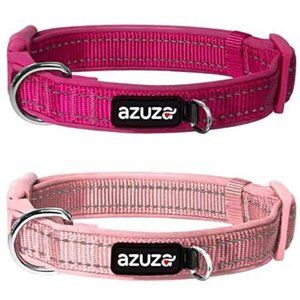 NWT azuza 2-Pack Dog Collars, Soft & Comfortable Dog Collars Pink Reflective